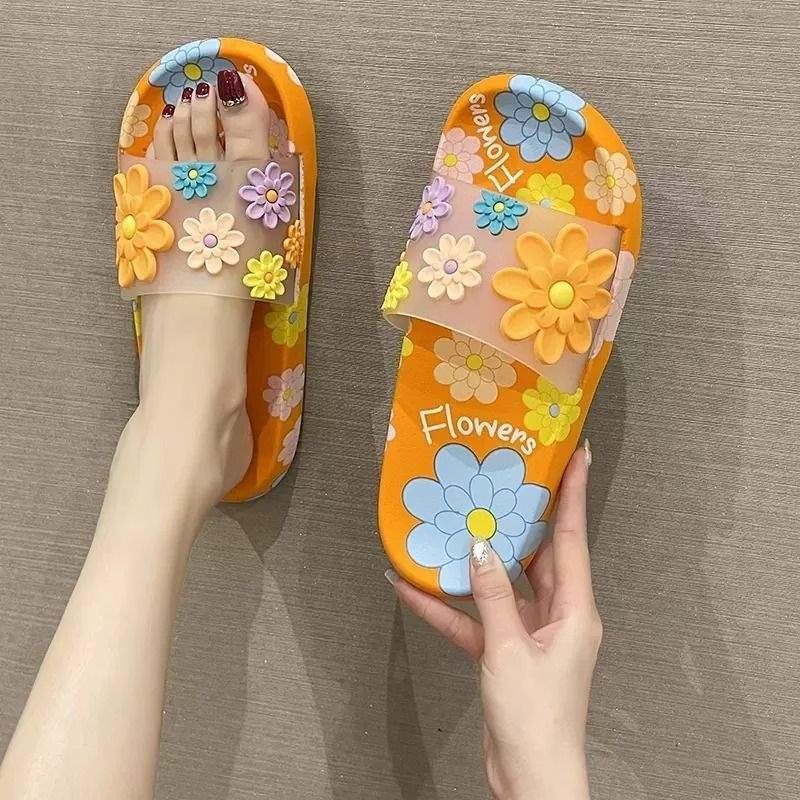 画像7: Women's Floral pattern deodorant soft sole sandals slippers flip flops 花柄フラットシャワーサンダルフリップフロップ  (7)
