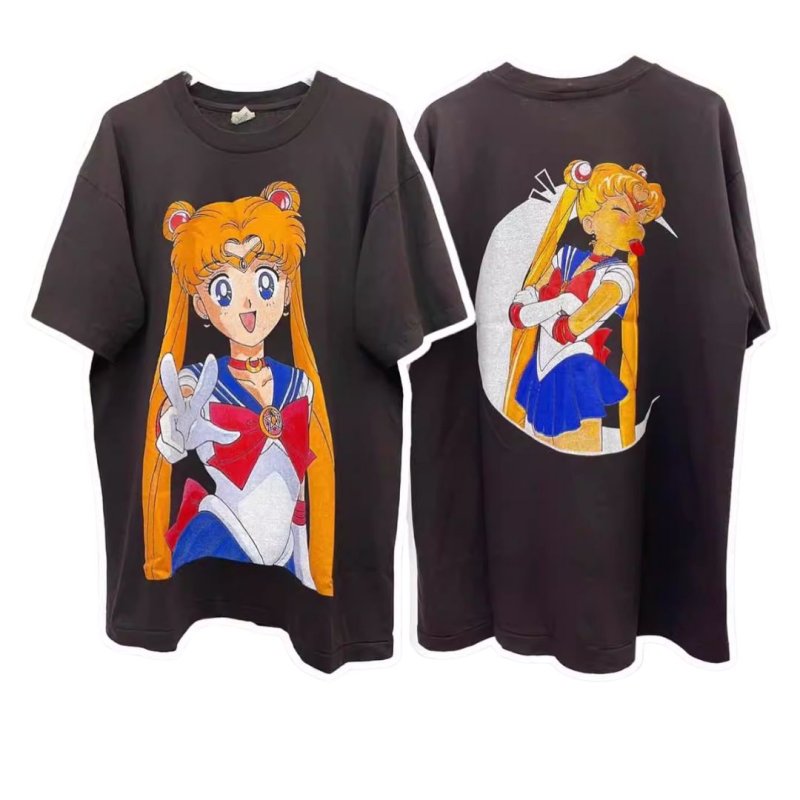 画像1: Sailor Moon vintage style print Tshirt  　ユニセックス 男女兼用ヴィンテージスタイルセーラームーンプリント 半袖  Tシャツ  (1)