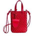 画像1: Braided Leather Tote Shoulder Crossbody Pochette Bag　 編み込みレザートートショルダークロスボディポシェットバッグ (1)