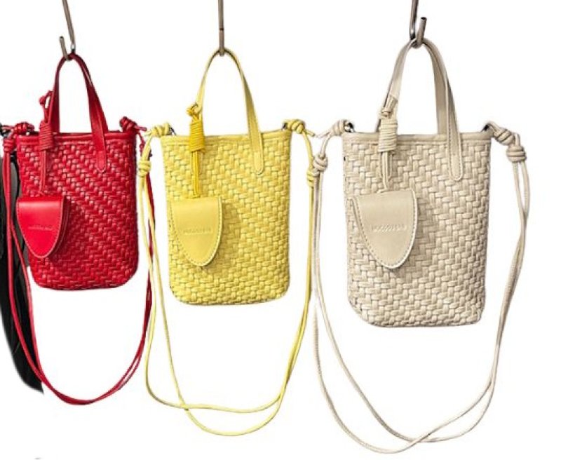 画像5: Braided Leather Tote Shoulder Crossbody Pochette Bag  編み込みレザートートショルダークロスボディポシェットバッグ (5)