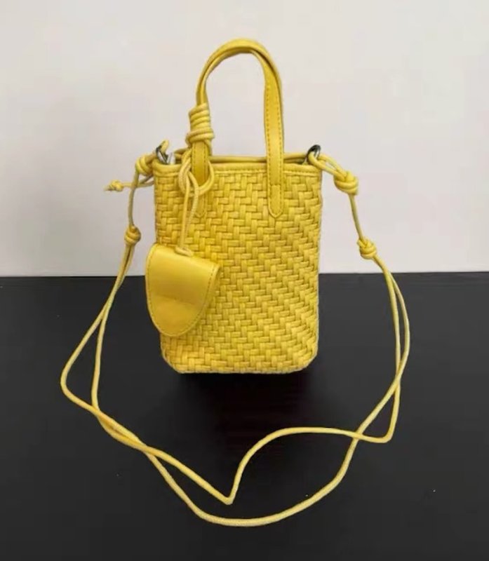 画像3: Braided Leather Tote Shoulder Crossbody Pochette Bag  編み込みレザートートショルダークロスボディポシェットバッグ (3)