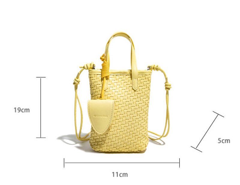 画像6: Braided Leather Tote Shoulder Crossbody Pochette Bag  編み込みレザートートショルダークロスボディポシェットバッグ (6)