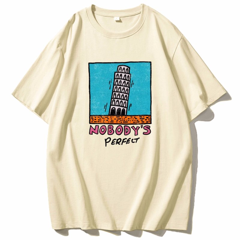 画像4: Leaning Tower of Pisa Graphic Paint Tshirt   ユニセックス 男女兼用ピサの斜塔グラフィックペイントプリント 半袖  Tシャツ  (4)