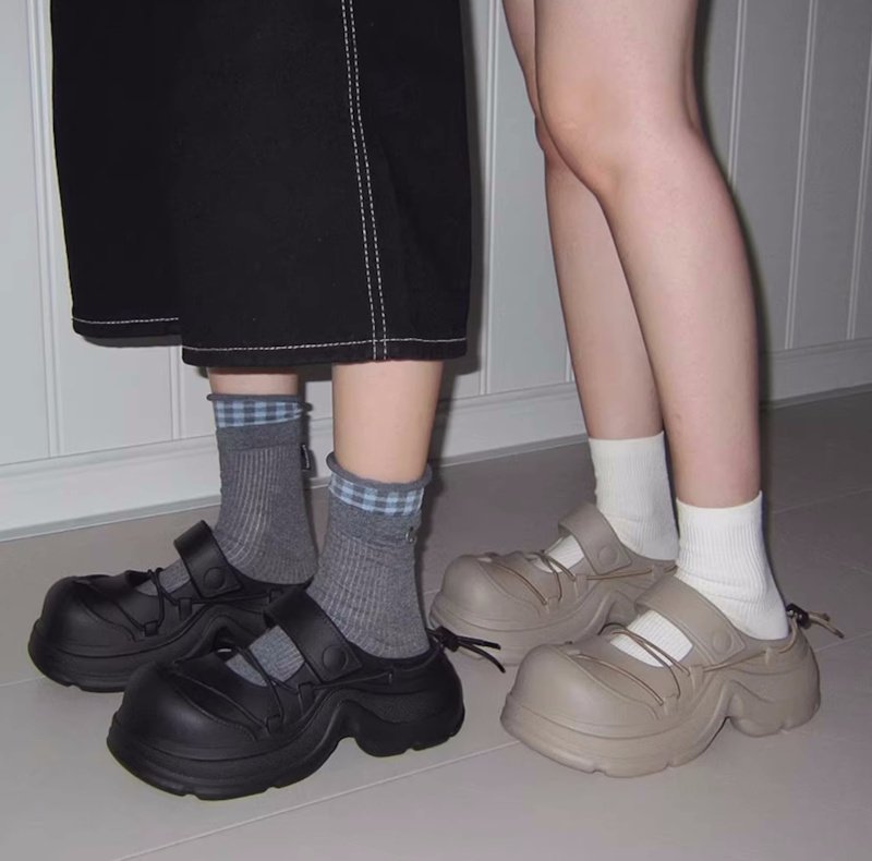 画像6: Lace-up platform creative half slippers レースアップ厚底プラットホームクリエイティブハーフスリッパシューズ (6)