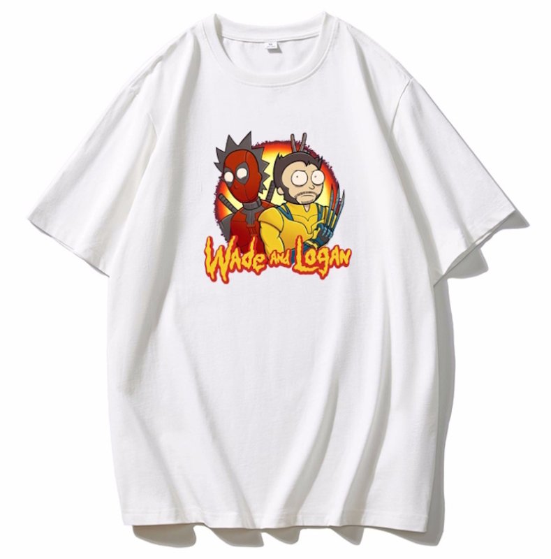 画像1: Rick & Morty Deadpool & Wolverine Cosplay Print Tshirt  　ユニセックス 男女兼用 リック＆モーティのデッドプール＆ウルヴァリンコスプレプリント 半袖  Tシャツ  (1)