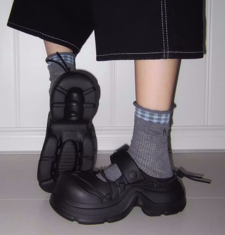 画像9: Lace-up platform creative half slippers レースアップ厚底プラットホームクリエイティブハーフスリッパシューズ (9)