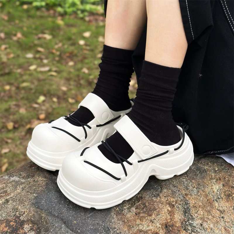 画像7: Lace-up platform creative half slippers レースアップ厚底プラットホームクリエイティブハーフスリッパシューズ (7)