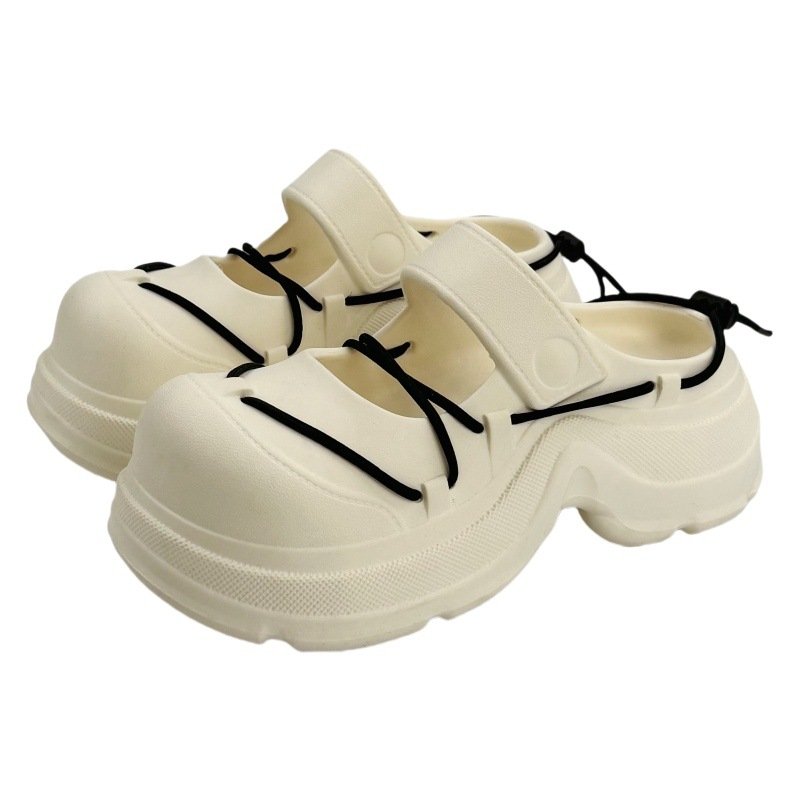 画像1: Lace-up platform creative half slippers　レースアップ厚底プラットホームクリエイティブハーフスリッパシューズ (1)