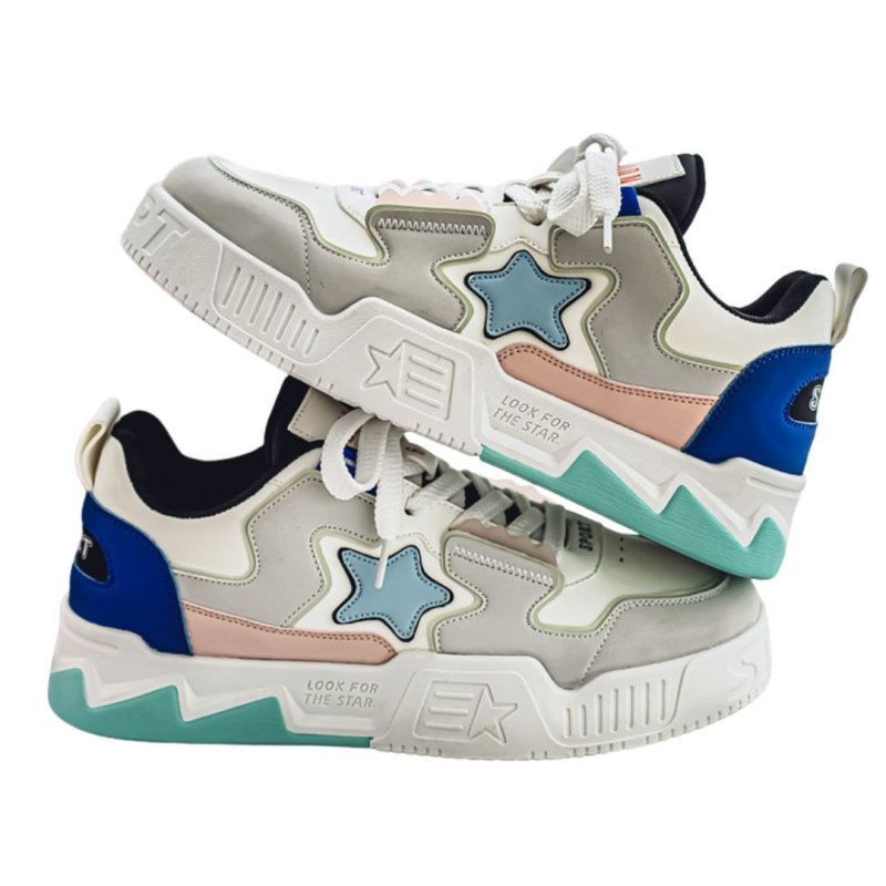 画像6: Unisex Star Emblem Leather Lace-Up Sneakers   男女兼用 ユニセックススターエンブレムレザーレースアップ  スニーカー (6)