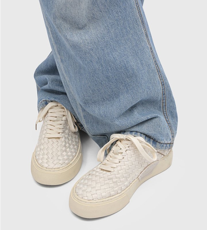 画像5: Unisex Leather lace-up woven sneakers 　男女兼用 ユニセックスレザー編み込みウーブンレースアップ  スニーカー (5)