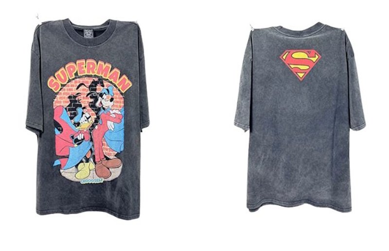 画像1: Vintage Style Donald Duck & Pluto Superman print Tshirt  　ユニセックス 男女兼用ヴィンテージスタイルドナルドダック＆プルート スーパーマンプリント 半袖  Tシャツ  (1)