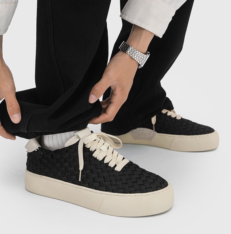 画像4: Unisex Leather lace-up woven sneakers 　男女兼用 ユニセックスレザー編み込みウーブンレースアップ  スニーカー (4)