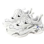 画像2: Unisex Graffiti painted leather chunky sole platform lace-up sneakers 　男女兼用 ユニセックスグラフィティペイントレザーチャンキーソール厚底レースアップスニーカー (2)