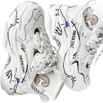 画像4: Unisex Graffiti painted leather chunky sole platform lace-up sneakers 　男女兼用 ユニセックスグラフィティペイントレザーチャンキーソール厚底レースアップスニーカー (4)