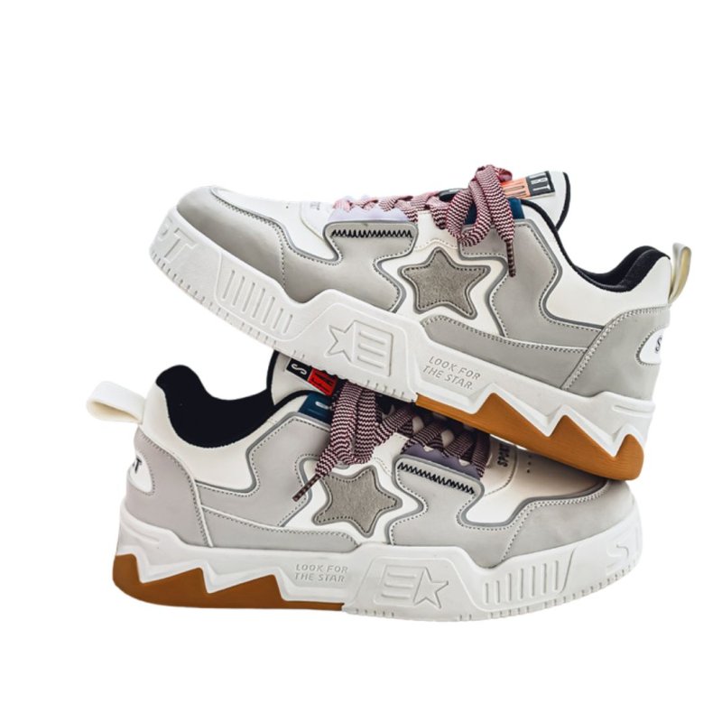 画像5: Unisex Star Emblem Leather Lace-Up Sneakers   男女兼用 ユニセックススターエンブレムレザーレースアップ  スニーカー (5)