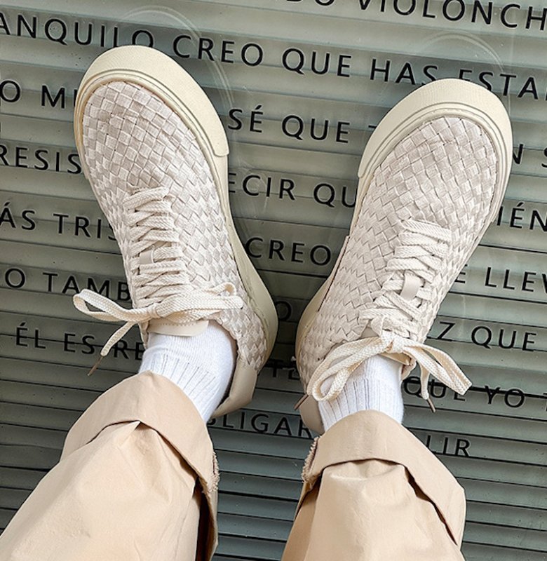 画像7: Unisex Leather lace-up woven sneakers 　男女兼用 ユニセックスレザー編み込みウーブンレースアップ  スニーカー (7)