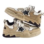 画像4: Unisex Star Emblem Leather Lace-Up Sneakers  　男女兼用 ユニセックススターエンブレムレザーレースアップ  スニーカー (4)