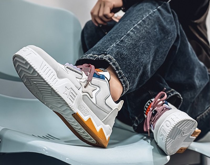 画像7: Unisex Star Emblem Leather Lace-Up Sneakers   男女兼用 ユニセックススターエンブレムレザーレースアップ  スニーカー (7)