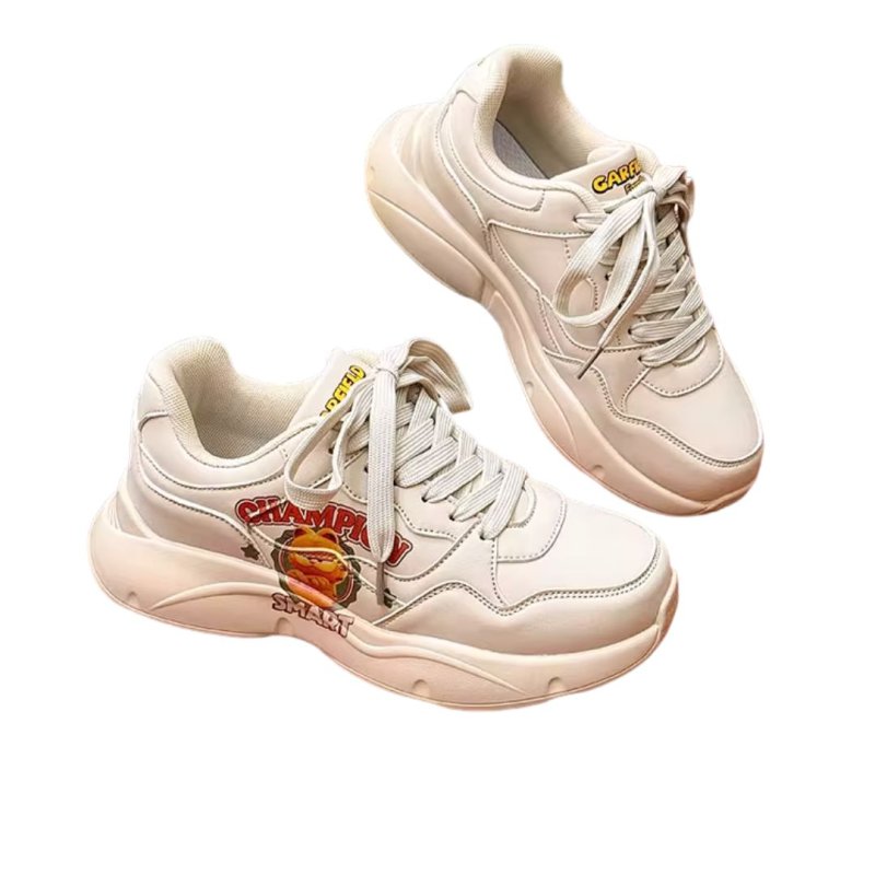 画像2: Unisex Cat-painted leather chunky sole platform lace-up sneakers 　男女兼用 ユニセックスキャット猫ペイントレザーチャンキーソール厚底レースアップスニーカー (2)