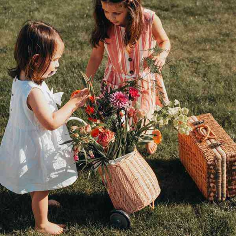 画像6: Kids Hand-woven basket shooting cart キッズ 子供 北欧スタイルラタン籠 かご ショッピングカート (6)