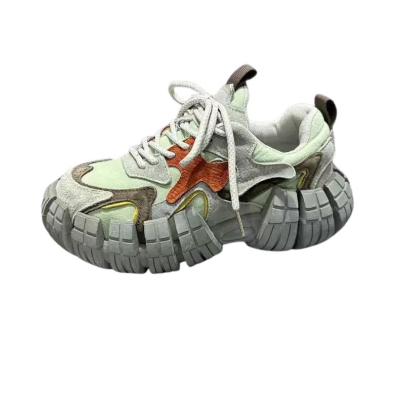 画像2: Unisex  Platform chunky color-blocking lace-up sneakers  男女兼用 ユニセックスカラーブロッキング厚底プラットフォームレースアップスニーカー (2)