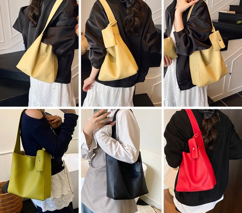 画像12: Leather shoulder tote bucket bag ユニセックス男女兼用レザーバケットトートショルダーバッグ (12)