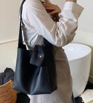 画像9: Leather shoulder tote bucket bag　ユニセックス男女兼用レザーバケットトートショルダーバッグ (9)