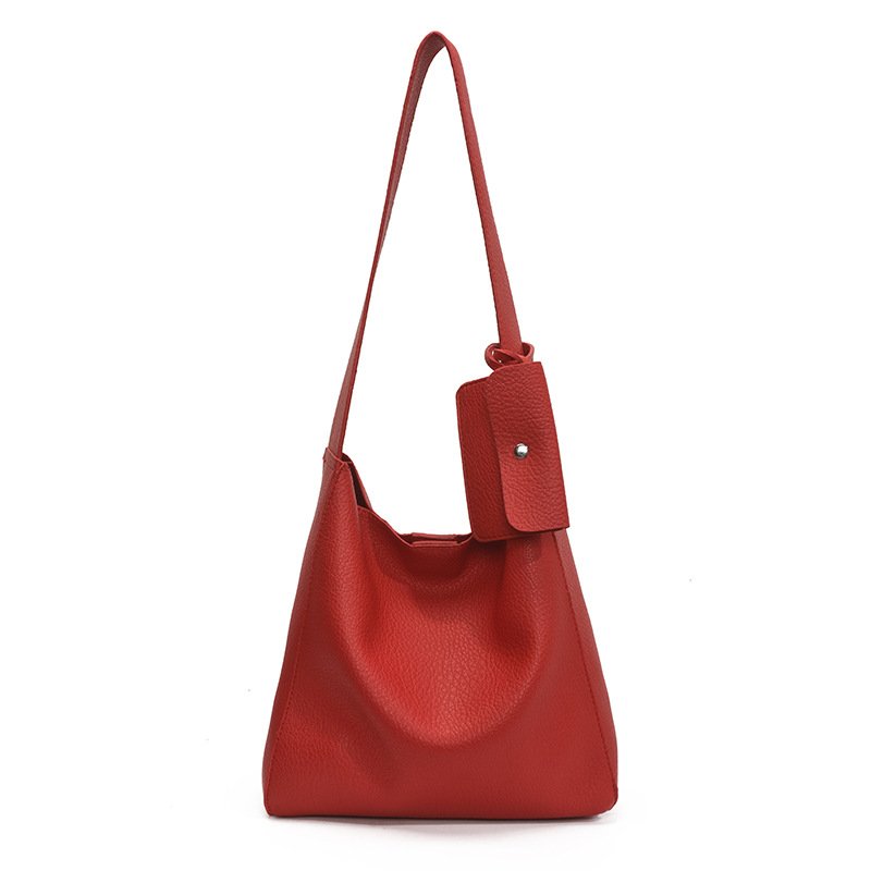 画像3: Leather shoulder tote bucket bag ユニセックス男女兼用レザーバケットトートショルダーバッグ (3)