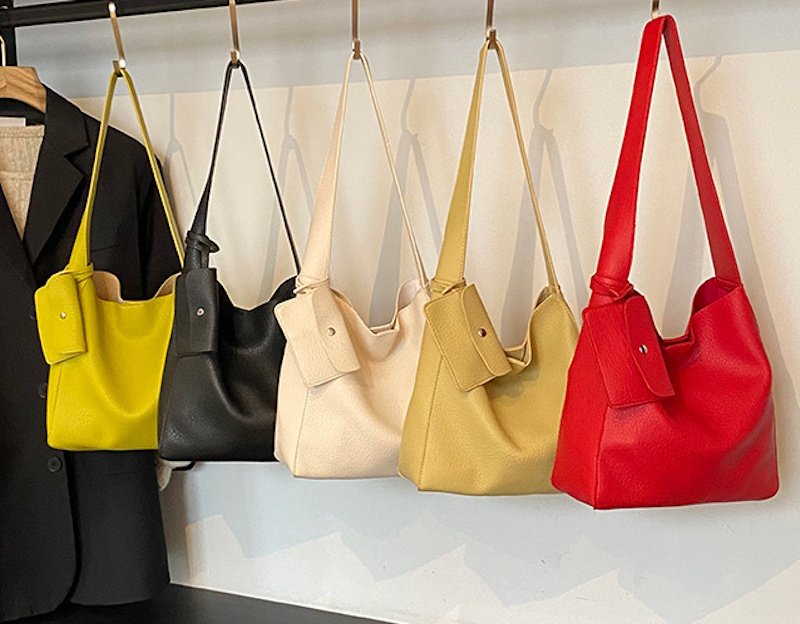 画像6: Leather shoulder tote bucket bag ユニセックス男女兼用レザーバケットトートショルダーバッグ (6)