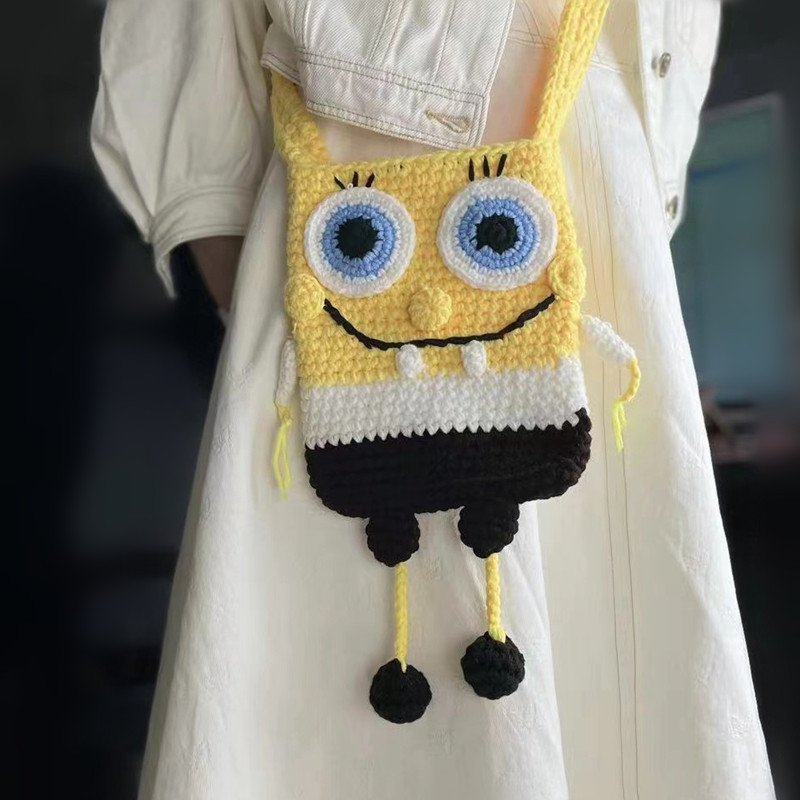 画像2: Sponge Bob Knit Crotchet Shoulder Shoulder Bag スポンジボブ クロチェット ニット ポシェット ショルダーバッグ (2)