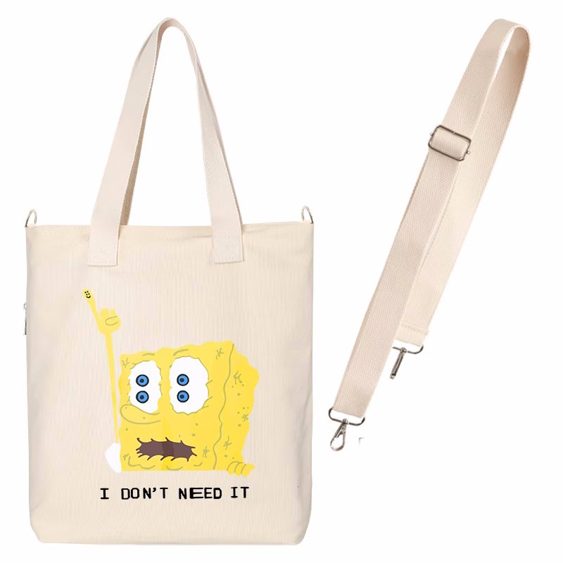 画像4: I DON'T NEED IT SpongeBob Print Tote Shoulder Bag　ユニセックス男女兼用I DON'T NEED IT スポンジボブプリント トートショルダーショッピングバッグ (4)