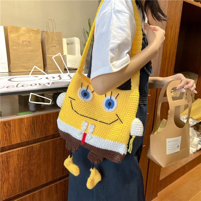 画像4: Sponge Bob Knit Crotchet Shoulder Shoulder Bag スポンジボブ クロチェット ニット ポシェット ショルダーバッグ (4)