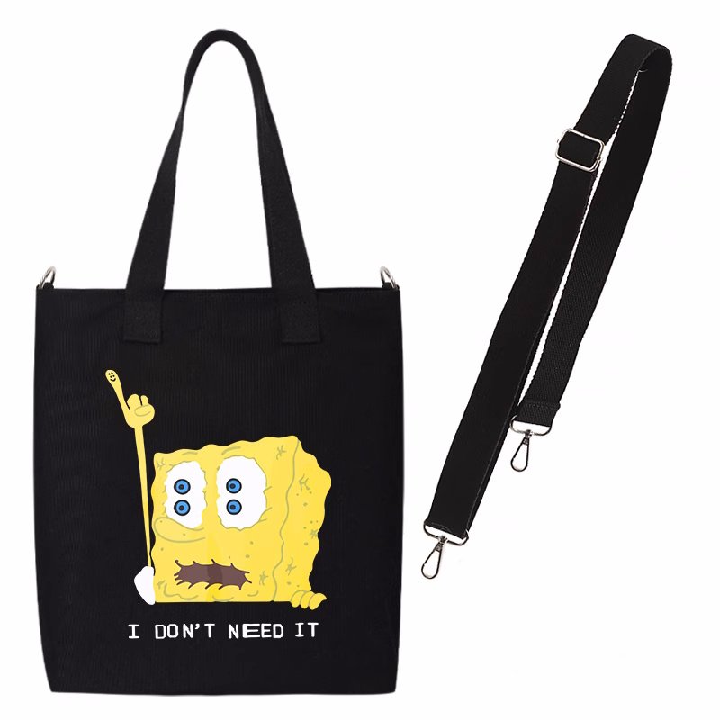 画像3: I DON'T NEED IT SpongeBob Print Tote Shoulder Bag　ユニセックス男女兼用I DON'T NEED IT スポンジボブプリント トートショルダーショッピングバッグ (3)