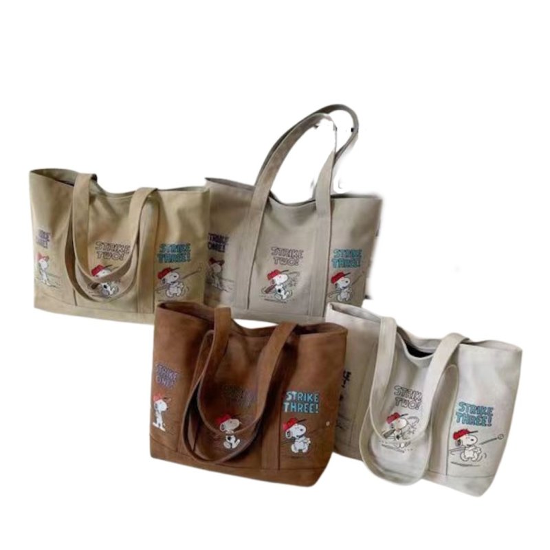 画像5: Baseball Snoopy Canvas Large Capacity Shoulder Tote Bag ユニセックス男女兼用ベースボールスヌーピーキャンバスラージキャパシティショルダートートショッピングバッグ (5)
