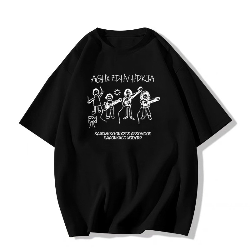 画像3: Graffiti illustration band  print Tshirt  　ユニセックス 男女兼用落書きイラストバンドプリント 半袖  Tシャツ  (3)
