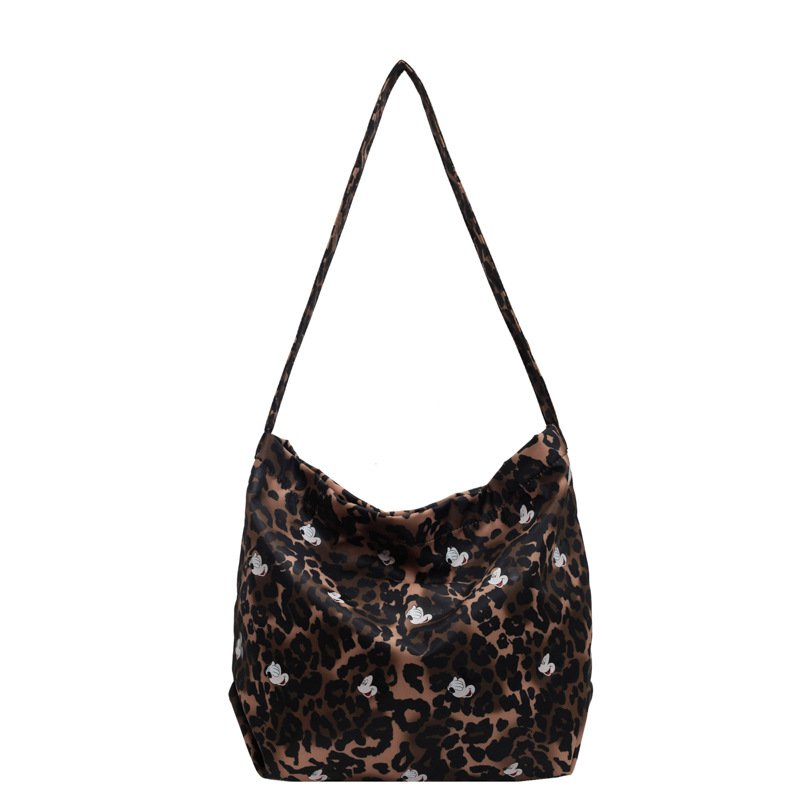 画像1: Leopard & Mickey Mouse Shoulder Tote Bag　ユニセックス男女兼用 レオパードヒョウ柄＆ミッキーマウストートショルダーショッピングバッグ (1)