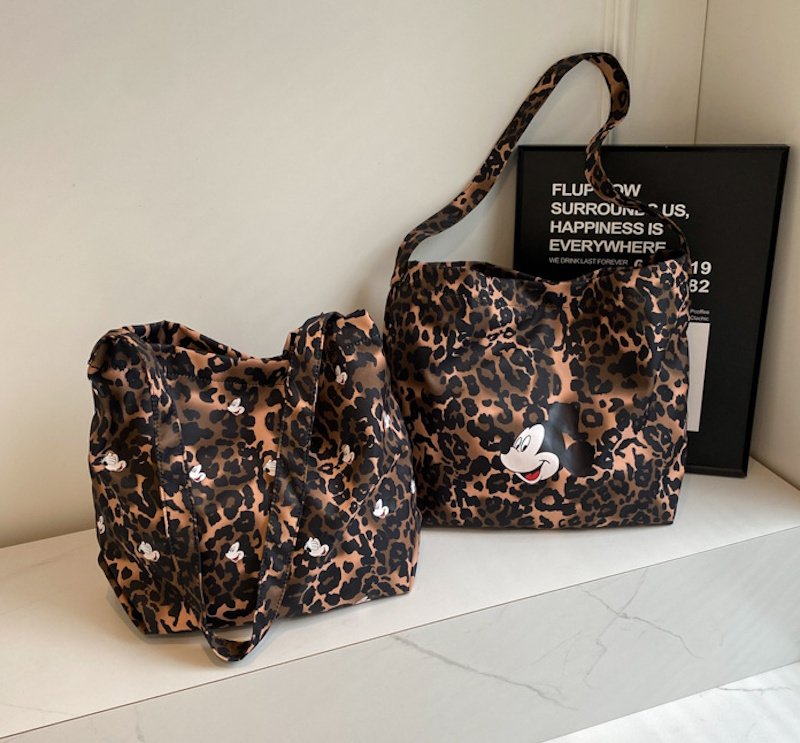 画像4: Leopard & Mickey Mouse Shoulder Tote Bag　ユニセックス男女兼用 レオパードヒョウ柄＆ミッキーマウストートショルダーショッピングバッグ (4)