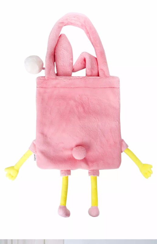 画像3: Spongebob Pink Rabbit Fluffy Shoulder Tote Bag　ユニセックス男女兼用 スポンジボブピンクウサギモコモコ トートショルダーショッピングバッグ (3)
