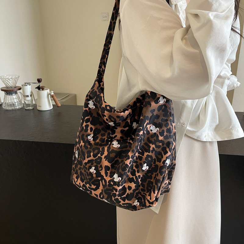 画像6: Leopard & Mickey Mouse Shoulder Tote Bag　ユニセックス男女兼用 レオパードヒョウ柄＆ミッキーマウストートショルダーショッピングバッグ (6)