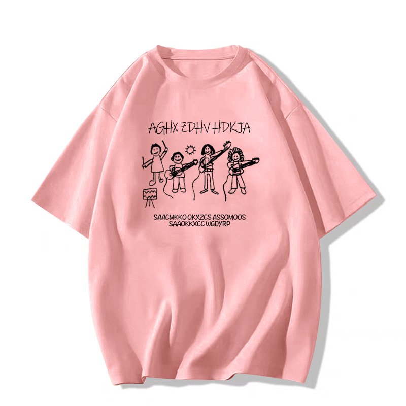 画像8: Graffiti illustration band  print Tshirt  　ユニセックス 男女兼用落書きイラストバンドプリント 半袖  Tシャツ  (8)