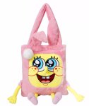 画像1: Spongebob Pink Rabbit Fluffy Shoulder Tote Bag　ユニセックス男女兼用 スポンジボブピンクウサギモコモコ トートショルダーショッピングバッグ (1)