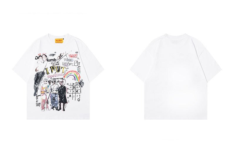 画像6: Fun Graffiti Graphic Paint Tshirt  　ユニセックス 男女兼用 ファングラフィティグラフィックペイント半袖  Tシャツ  (6)