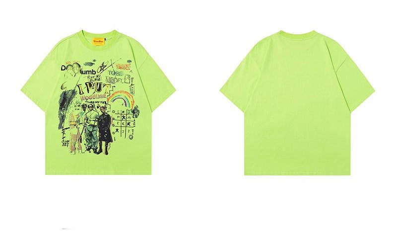 画像7: Fun Graffiti Graphic Paint Tshirt  　ユニセックス 男女兼用 ファングラフィティグラフィックペイント半袖  Tシャツ  (7)