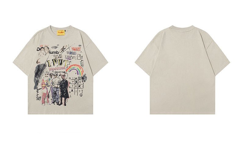 画像5: Fun Graffiti Graphic Paint Tshirt  　ユニセックス 男女兼用 ファングラフィティグラフィックペイント半袖  Tシャツ  (5)