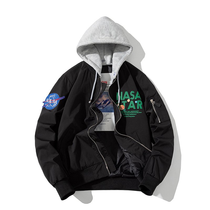 画像4: NASA Hoodie MA-1  jacket ユニセックス 男女兼用 NASA ナサ フード付き フライト ジャケット (4)