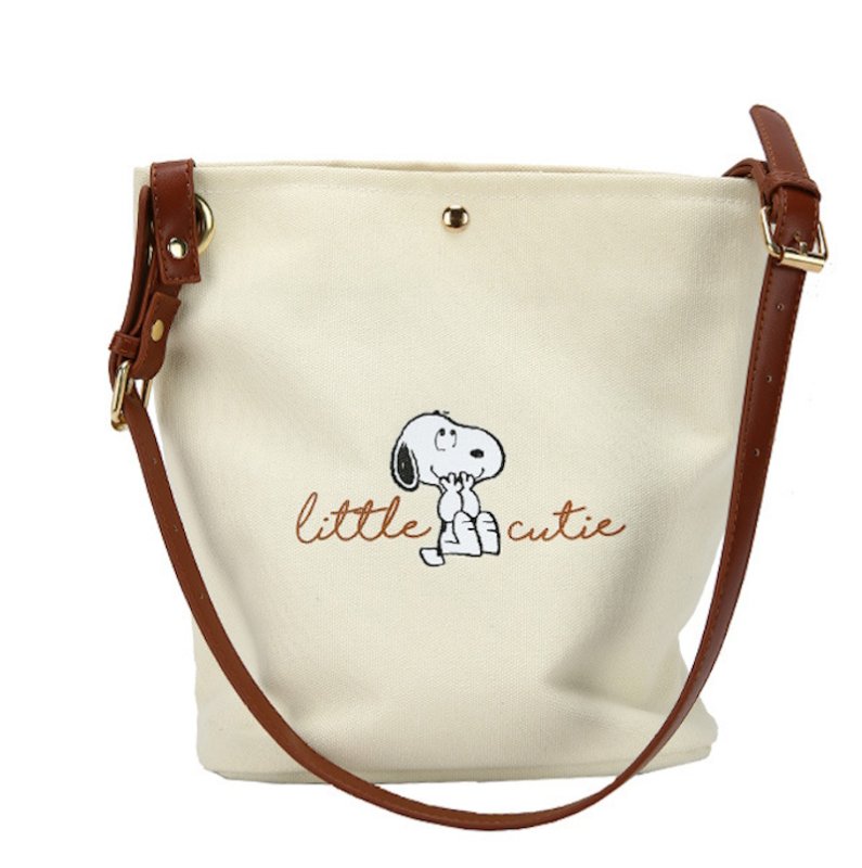 画像1: Snoopy canvas bucket shoulder bag　ユニセックス男女兼用スヌーピーキャンバス バケットショルダートートバッグ通勤通学 (1)