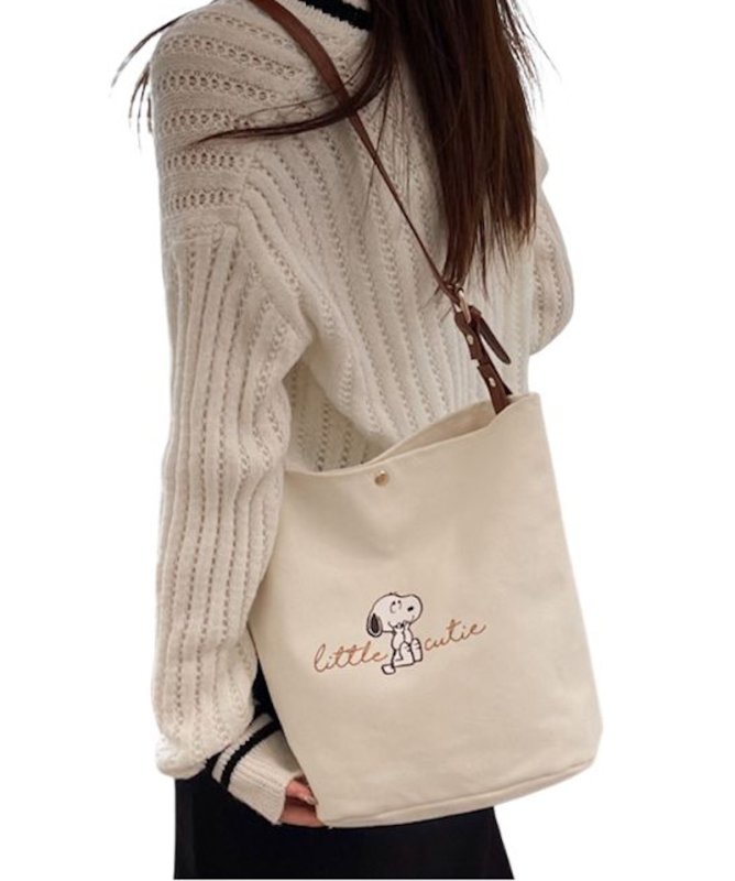 画像3: Snoopy canvas bucket shoulder bag　ユニセックス男女兼用スヌーピーキャンバス バケットショルダートートバッグ通勤通学 (3)