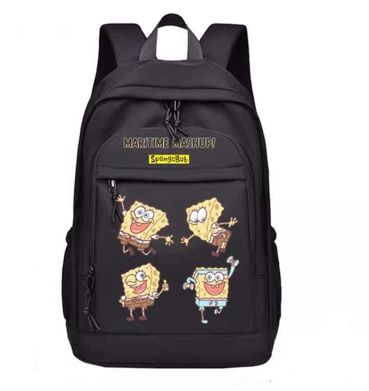 画像2: SpongeBob print backpack Shoulder Tote Bag　ユニセックス男女兼用スポンジボブプリントバックパックリュック トートショルダー通勤通学ショッピングバッグ (2)