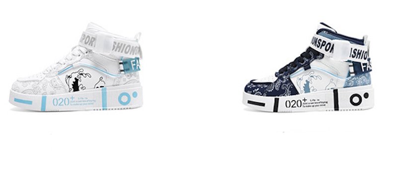 画像3: Ukiyo-e & Paisley Lace-up Sneakers High Top Leather Sneakers ユニセックス男女兼用浮世絵＆ペイズリーハイカットレザー スニーカー レースアップ (3)