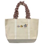画像2: Tom and Jerry embroidered canvas tote bag with ruffled handles　ユニセックス男女兼用トムとジェリー刺繍＆ハンドルフリル キャンバス通勤通学ショッピング (2)